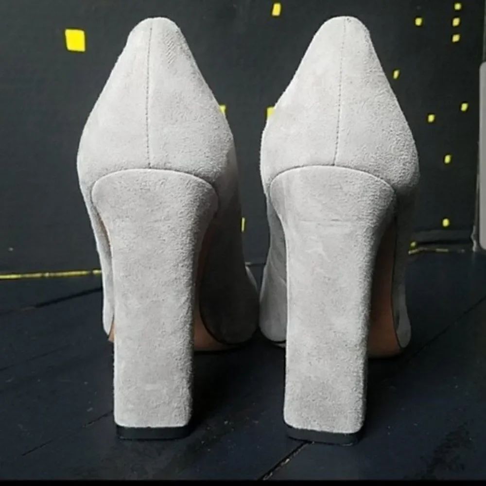 Talbots Grey Suede Square Block Heels - Picture 5 of 9